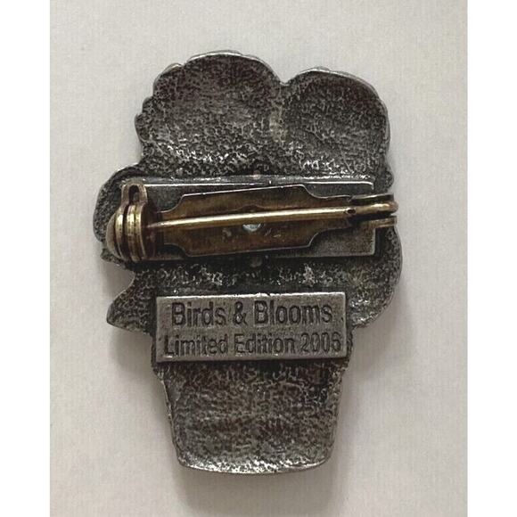 2006 Birds And Bloom Limited Edition Sunflower Pot Pewter Pin SKU PB75 - Picture 2 of 3